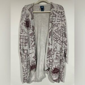 Hot Topic Gray and Maroon Cardigan